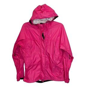 L.L. Bean Nylon Pink Rain hooded Zip Jacket seam seal Size M windbreaker